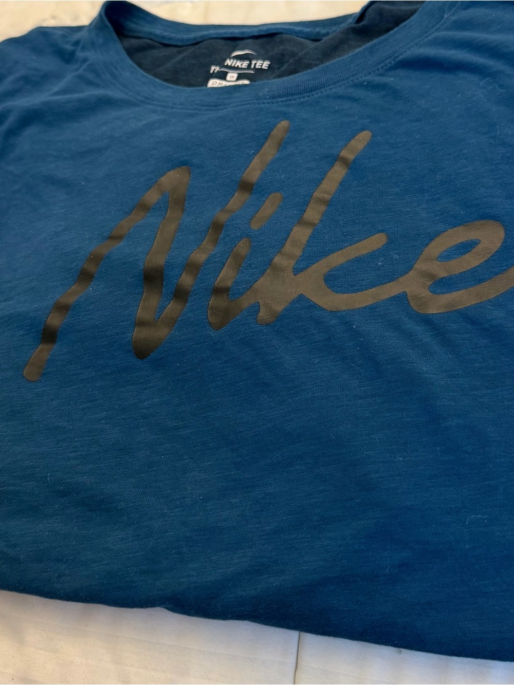 Nike Men’s Blue Short Sleeve Tee with Black Script Logo